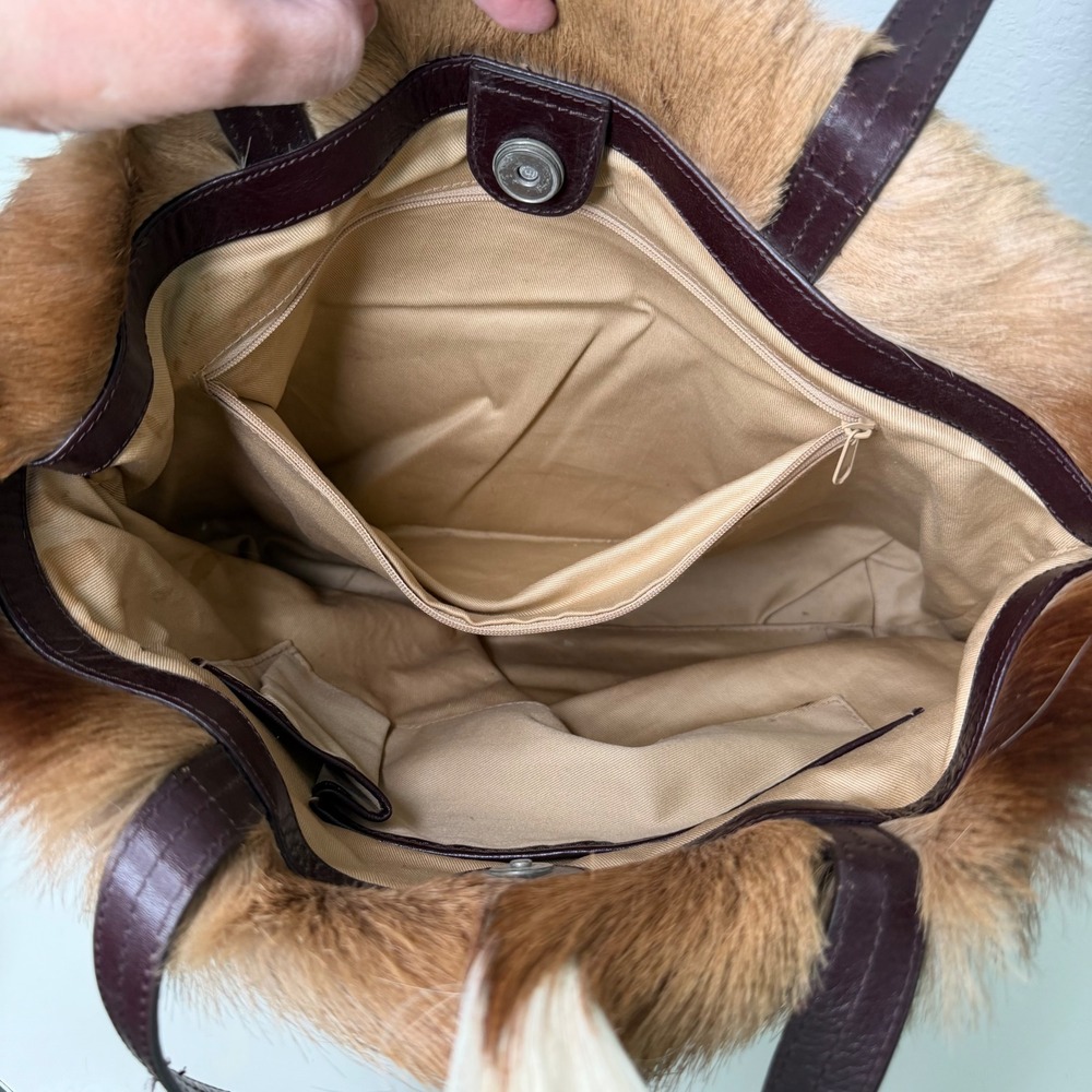 Diane Gail Tote Bag African Springbok Antelope Leather Trim Western Chic Large - Picture 4 of 12